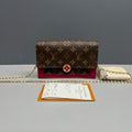 Louis Vuitton Monogram Rose Red Flower WOC Chain Wallet