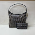 Goyard Hobo Saint Louis Black Chevron Canvas Shoulder Bag