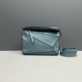 Loewe Puzzle Small, Smoke Blue Calfskin