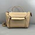 Celine Beige Grained Leather Belted Micro Belt