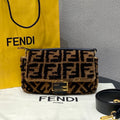 Fendi Baguette Medium FF Shearling Gold HW Shoulder Bag