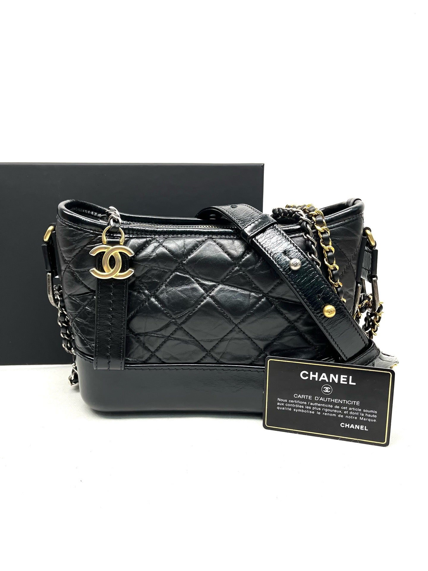 Chanel Gabrielle Medium Black Aged Calfskin Crossbody Bag