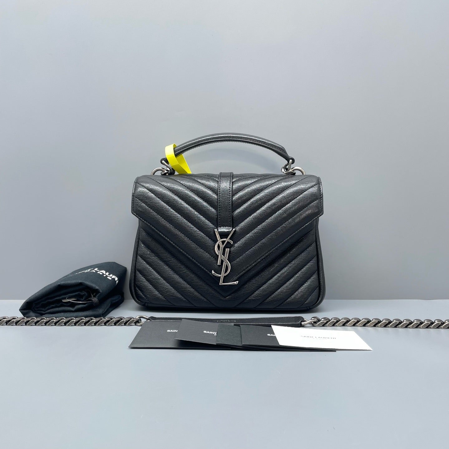 YSL College Medium Quilted Leather Black