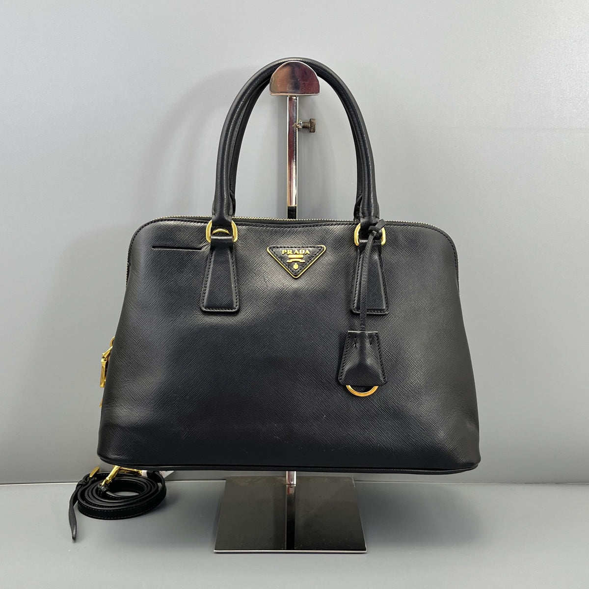 Prada Black Saffiano Leather Dome Shell