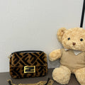 Fendi Mini Baguette Brown FF Shearling Handbag