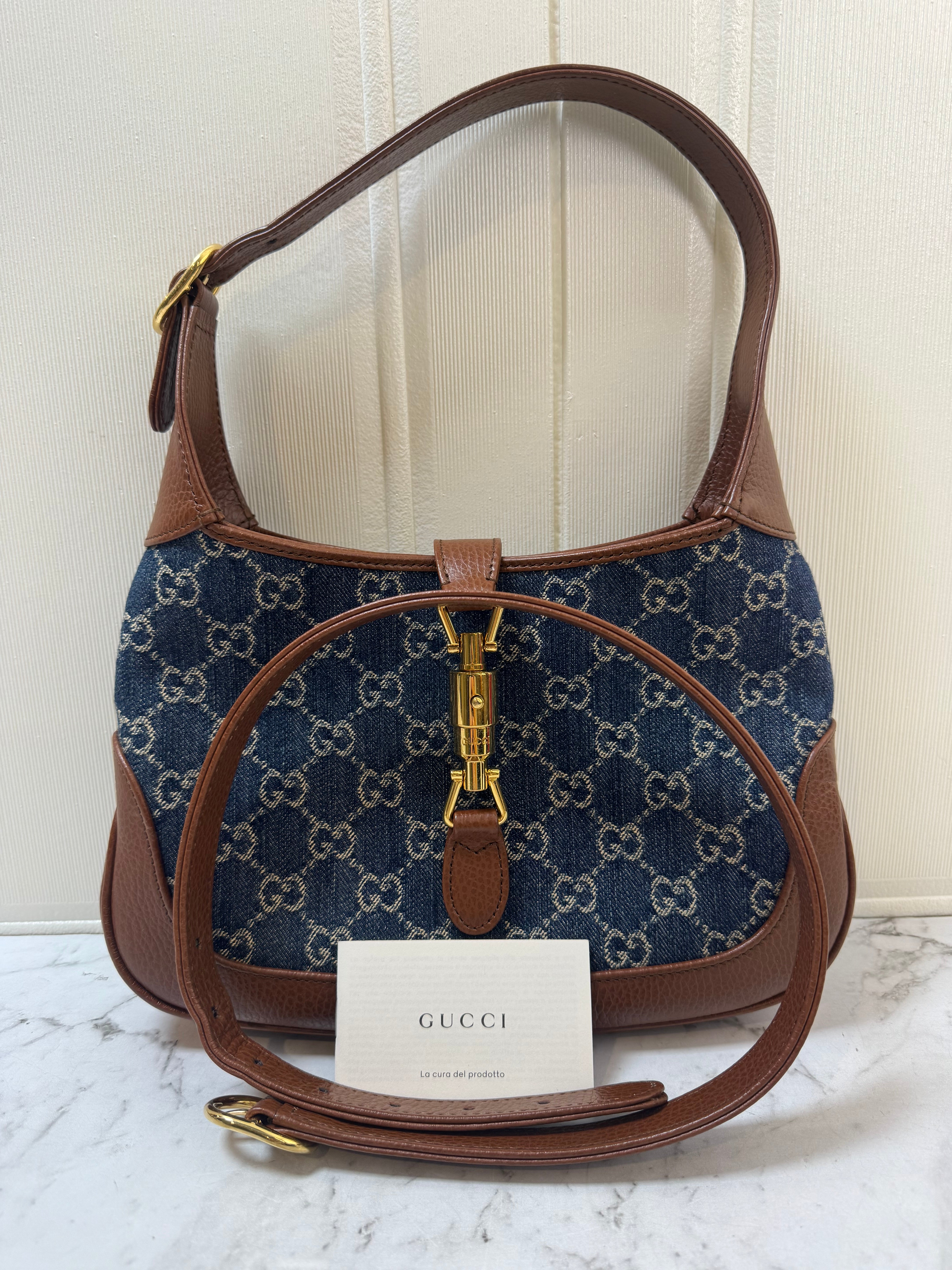 Gucci Jackie 1961 Denim GG Canvas + entrupy