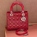 Dior Lady Dior Medium, Red Patent Cannage Leather