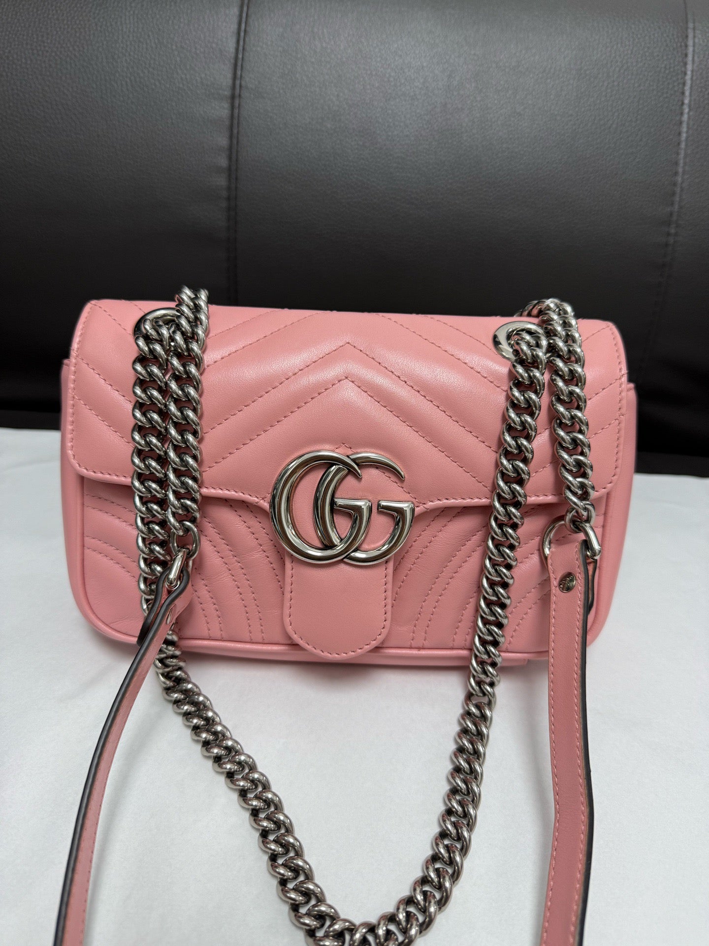 Gucci GG Marmont Small Pink Silver Hardware