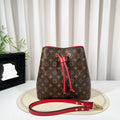 LV NeoNoe MM Monogram Red Drawstring Bucket Bag