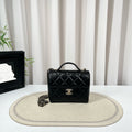 Chanel Mini Black Quilted Lambskin Top Handle Bag