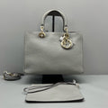 Dior Diorissimo Grey Pebbled Calfskin Gold‑Tone Hardware
