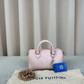 LOUIS VUITTON Speedy Nano Strawberry Milk Pink Pillow Bag Monogram Gold