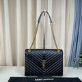 YSL Black V-Quilted Envelope Bag Gold Hardware 31cm