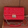 Dior Lady Dior Chain Clutch, Red Patent Cannage Leather
