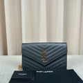 Saint Laurent YSL Grey Gold Envelope Chain Bag