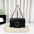 Gucci Dionysus Black Full Leather Crystal Tiger Head Chain Bag