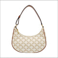 Celine Ava Triomphe White Canvas Hobo Shoulder Bag