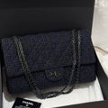 Chanel 2.55 Medium, Navy‑Black Tweed