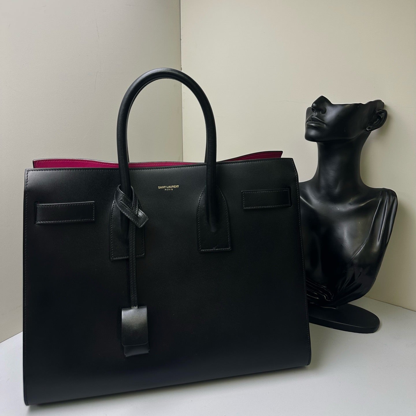 Saint Laurent Black Calfskin Sac De Jour Medium