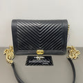 Chanel Black Lambskin Chevron Boy Wallet