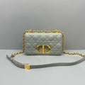 Dior Haze Blue Cannage Leather Caro Handbag Gold Hardware