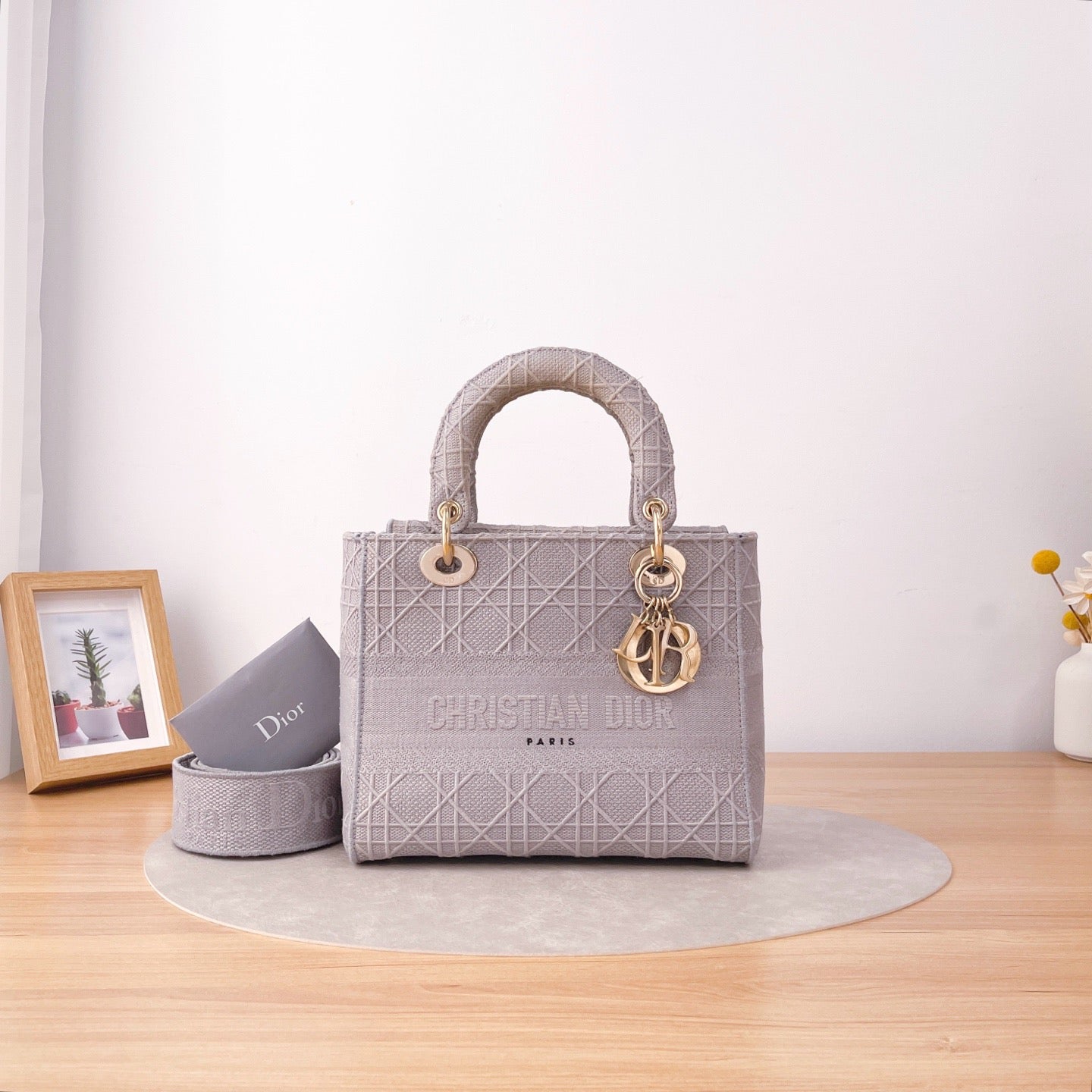 Lady Dior D-Lite embroidered-canvas