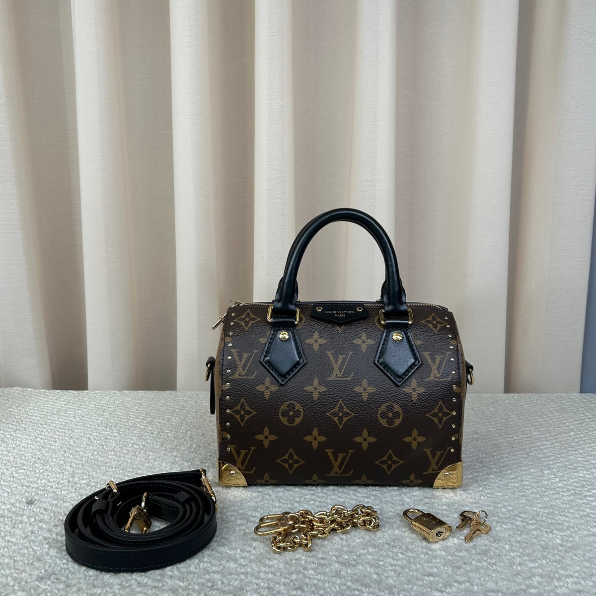 LV Speedy Trunk 20 Monogram Studded Bag 20cm