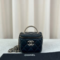 Chanel Black & Gold Crystal Handle Box Bag