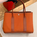 Hermès Garden Party 36, Orange Canvas with Cowhide