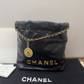 Chanel 22 Bag Mini, Black Shiny Calfskin