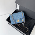 Chanel CF Mini Square, Blue Denim, Gold‑Tone Hardware