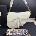 Dior Saddle Medium, White Grained Calfskin