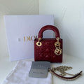 Dior Mini Lady Dior Red Patent Cannage Leather Handbag