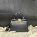 Fendi Peekaboo Medium Black Leather Satchel Bag