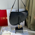 Dior Saddle Bag, Black Grained Calfskin Leather