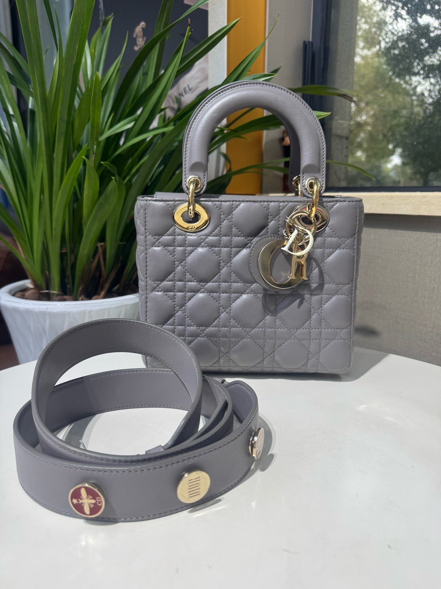 Christian Dior Lady Dior Medium Grey Cannage Lambskin
