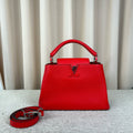 LV Louis Vuitton Capucines Red Grained Calfskin Tote Bag