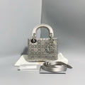 Dior Mini Lady Dior Silver Satin Strass Crystal