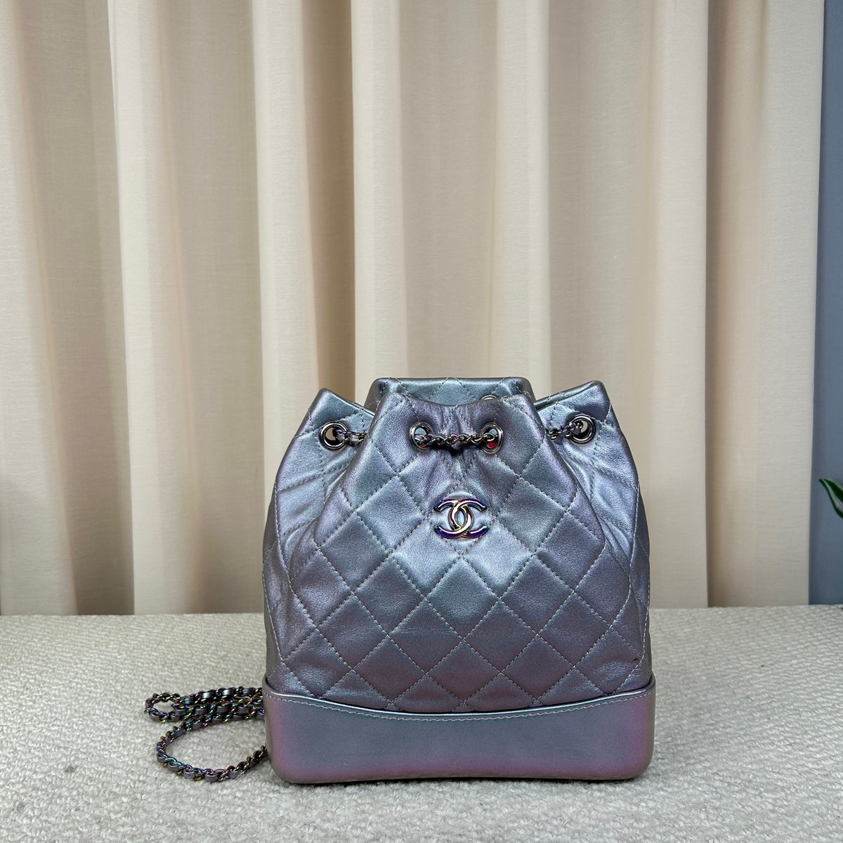 CHANEL Gabrielle Backpack Bucket Bag Mermaid Iridescent Gradient 22cm