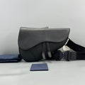 Dior Men Black Grained Leather Saddle
