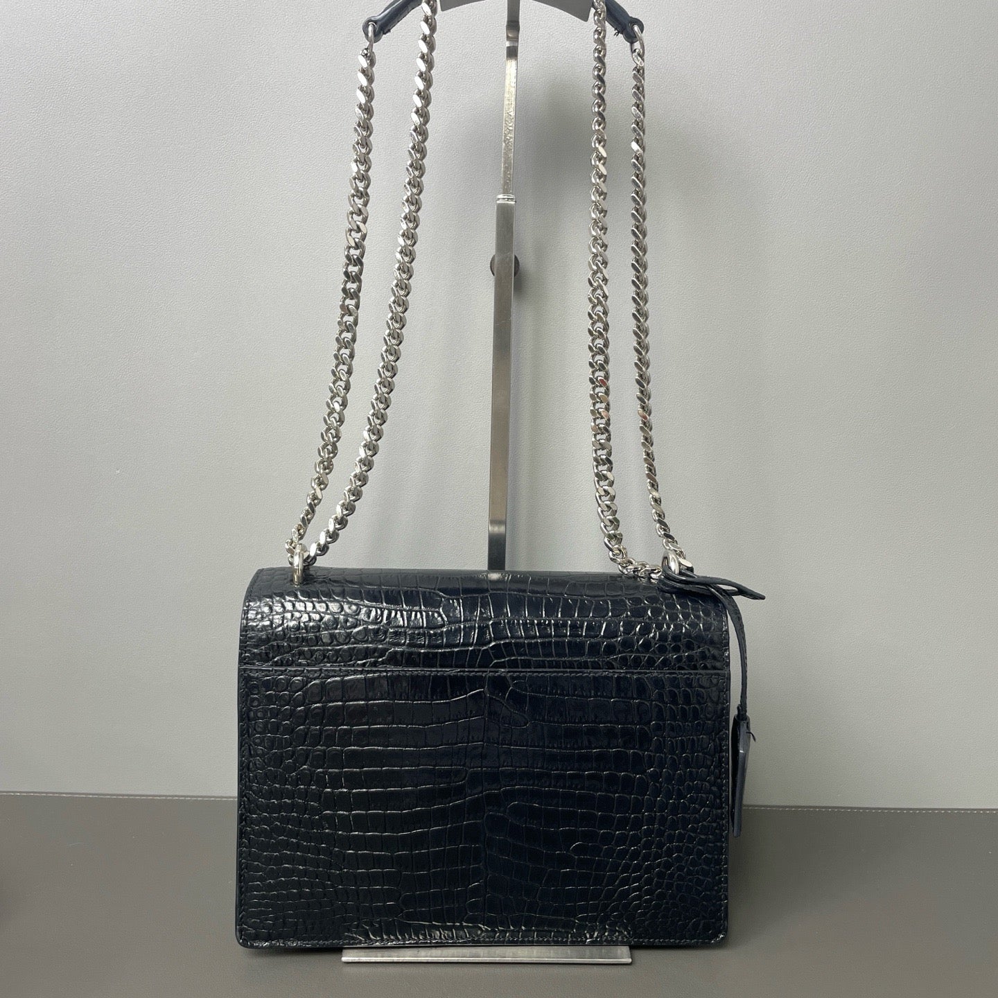 YSL Sunset Croc Embossed Black