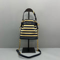 Dior Navy & Beige Striped Canvas Bucket Gold Hardware
