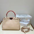 Fendi Small Peekaboo Beige Smooth Calfskin Handbag