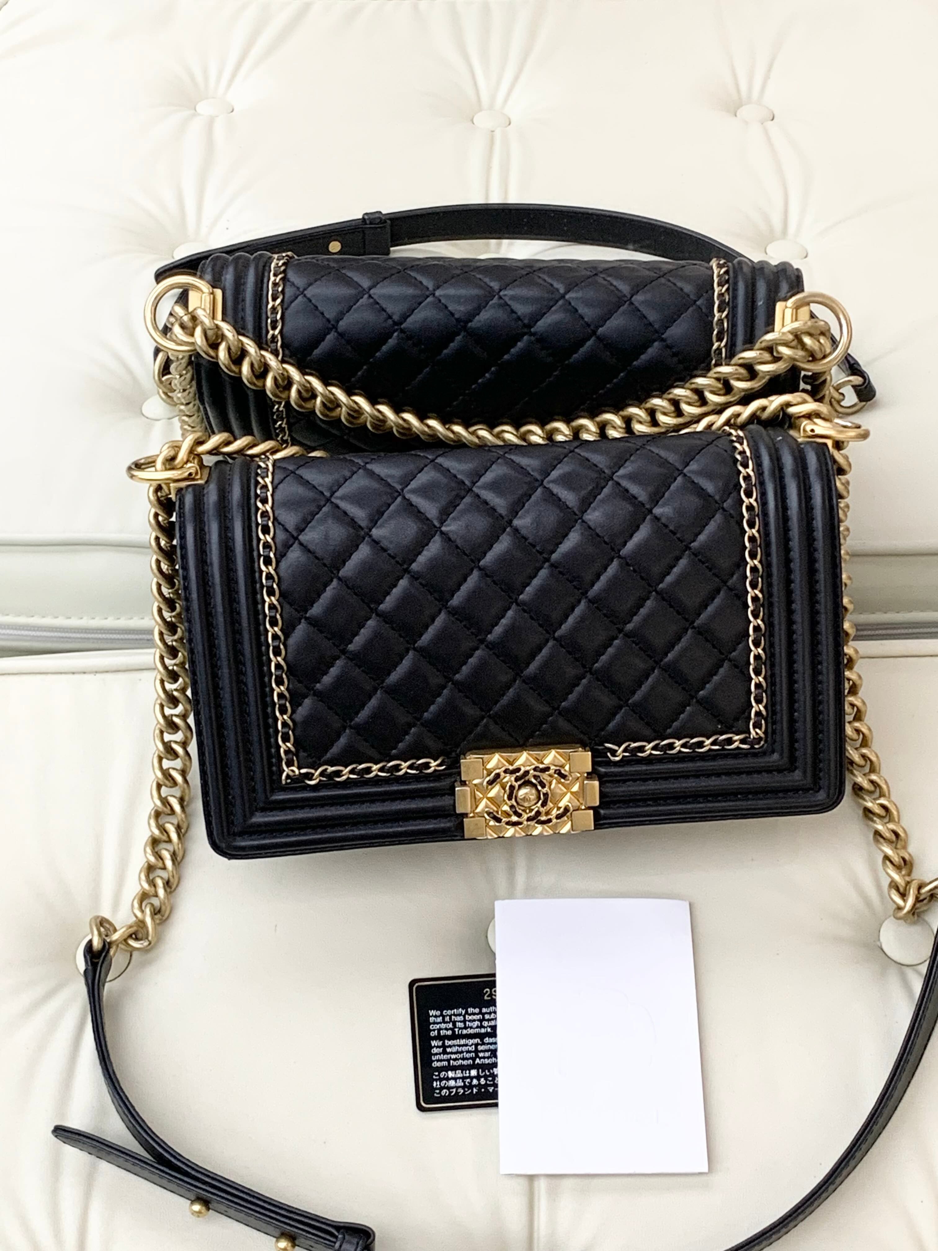 Chanel Medium Le Boy Bag in Black Calfskin with Gold