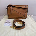 Loewe Puzzle Small Tan Grained Leather Gold Hardware