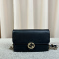 Gucci Interlocking G Black Leather Chain Bag