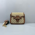 Gucci Beige GG Canvas & Brown Leather Horsebit