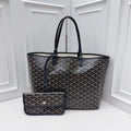 Goyard Saint Louis PM Black Chevron Canvas Shopping Tote