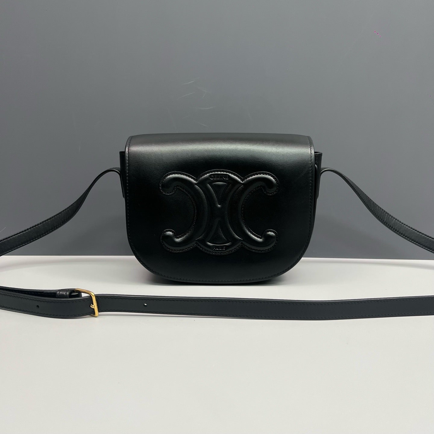 Celine Folco Cuir Triomphe Black Smooth Calfskin