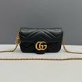 Gucci GG Marmont Mini Black Chevron Quilted Leather